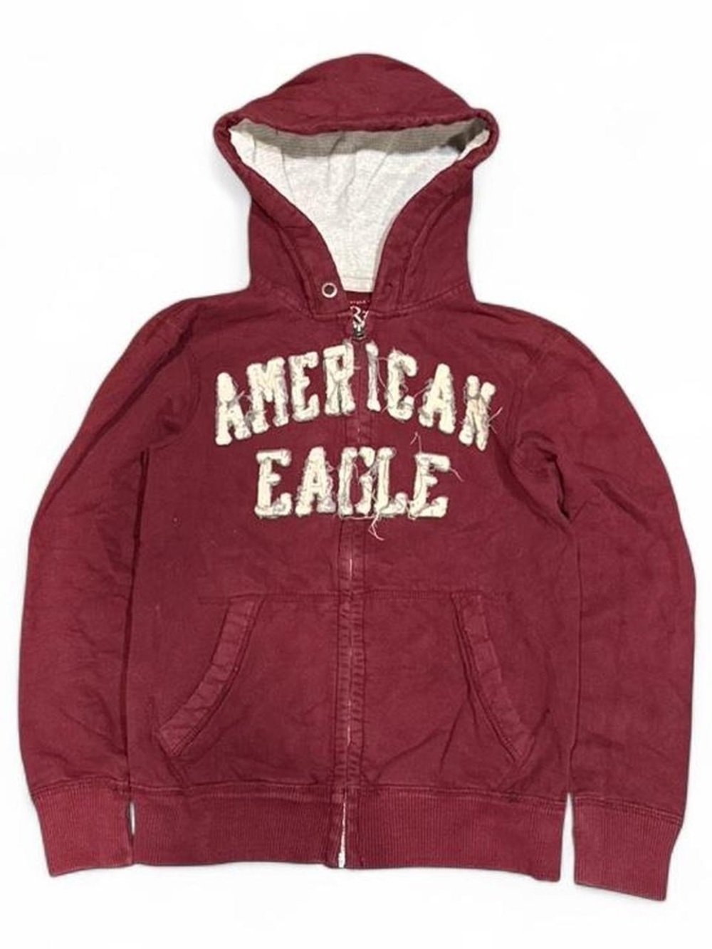 Y2K American Eagle Logo Distressed Zip Up Hoodie